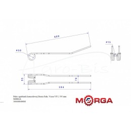 „Deutz-Fahr“ rotacinio grėblio pirštas, „Vicon VF L 595 mm“, 10 mm, dažytas milteliniu būdu MORGA - 1664486486M