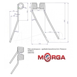 Kairysis rotacinis grėblio dantis Niemeyer 600.011, dažytas milteliniu būdu MORGA - 600039M