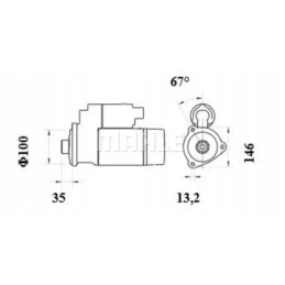 Starteris 12v 3 3kw su 10 cw mahle