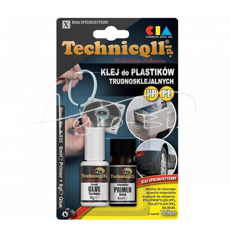 Klijai kietiems, sunkiai klijuojamiems plastikams, 8 g + 8 ml, stiprūs, bespalviai X-935 Technicqll - X935