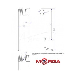 LELY SK1672 rotacinio grėblio kairysis dantis, dažytas milteliniu būdu, MORGA - SK1672M
