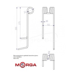 LELY SK1673 rotacinio grėblio-vartytuvo dešinysis dantis, dažytas milteliniu būdu, MORGA - SK1673M