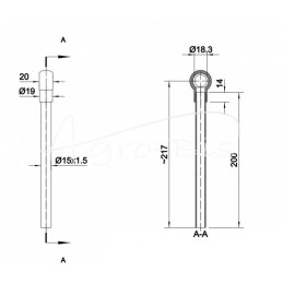 Tiesus vamzdis FI-15 su 18 mm kilpa, ilgis 200 mm HYDRAL - L-200.15PH