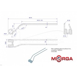 Krone grėblio dantis kairysis, išorinis 265012.0, dažytas milteliniu būdu MORGA - 2650120M
