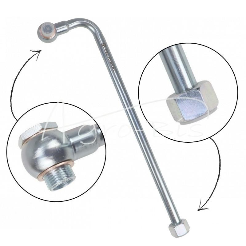 90 laipsnių kampu lenktas vamzdis Fi-15 su 18 mm kilpa, ilgis 400 mm HYDRAL - L-400.15PH 90