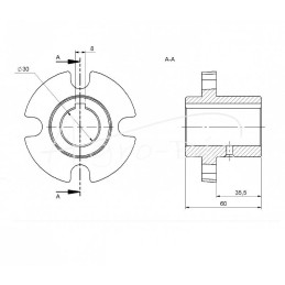 „Rolmus“ mėšlo kratytuvo tarpinės pavaros perkrovos sankabos flanšo įvorė - 2208030271