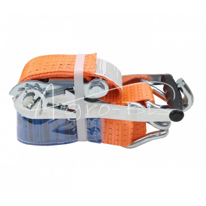 5T transportavimo diržas 2 m pločio 50 mm su sagtimi, guminiu pamušalu 230 mm, su sertifikatu, MORGA standartas - PT5T2M50M