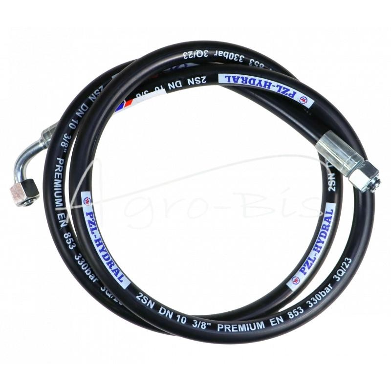 Hidraulinė žarna 330 barų sriegis M18x1.5 tiesi - alkūnė L-1770mm DN10-2SN 33MPa PZL HYDRAL - AK-10-1770/2SNH