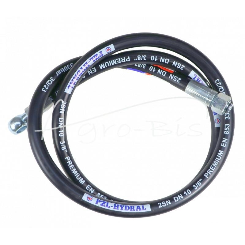 Hidraulinė žarna DN10 350bar vidinis sriegis M18x1.5 tiesi / su kilpele RNM 16x1.5, L-1620mm DN10-2SN PZL-HYDRAL - AO-10-1620/1S