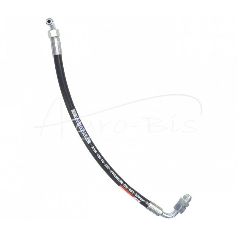 Hidraulinė žarna 330 bar vidinis sriegis M18x1.5 alkūnė / kūginis antgalis Ursus M20x1.5 L-530mm DN10-2SN PZL HYDRAL - AK-10-530