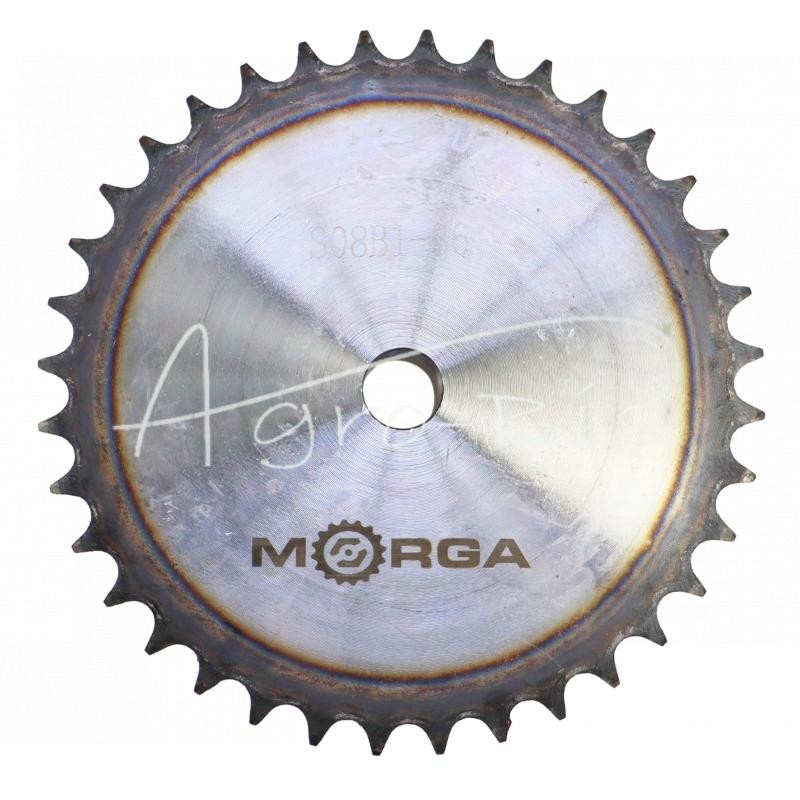 Grūdinto grandinės žvaigriovelis su flanšu, stebule 08B-1 Z-36 išorinis skersmuo - 150,6 mm MORGA - S08B136M