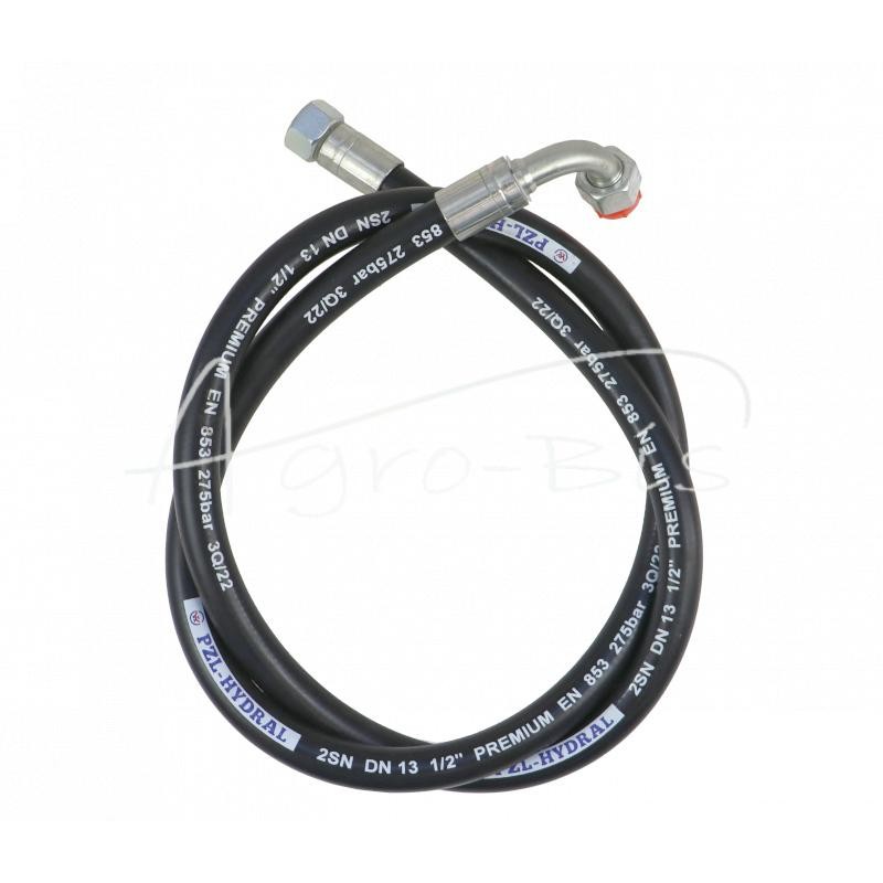 Hidraulinė žarna 275bar sriegis M22x1.5 tiesi - alkūnė DN12 M22X1.5, L-1600mm DN12-2SN PZL-HYDRAL - AK-12-1600/2SN