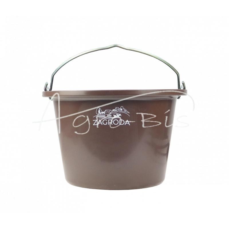 Kniedėmis pritvirtintas pašarų konteineris su rankena ir ruda rankena ZAGRODA 14l - PNPZA