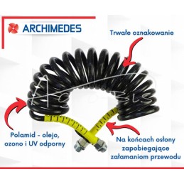 Spiralinis kabelis M-16x1.5 4.5m geltonas 452 711 002 0 ARCHIMEDES - 5016028016SZA