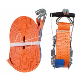 5T kėlimo diržas, 8 m pločio, 50 mm, su sagtimi, guminis pamušalas, 230 mm, sertifikuotas, atitinka MORGA standartą - PT5T8M50M