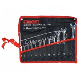 Pilnas kombinuotų raktų rinkinys 6-22 mm CR-V chromuoti 12 dalių - KOP632