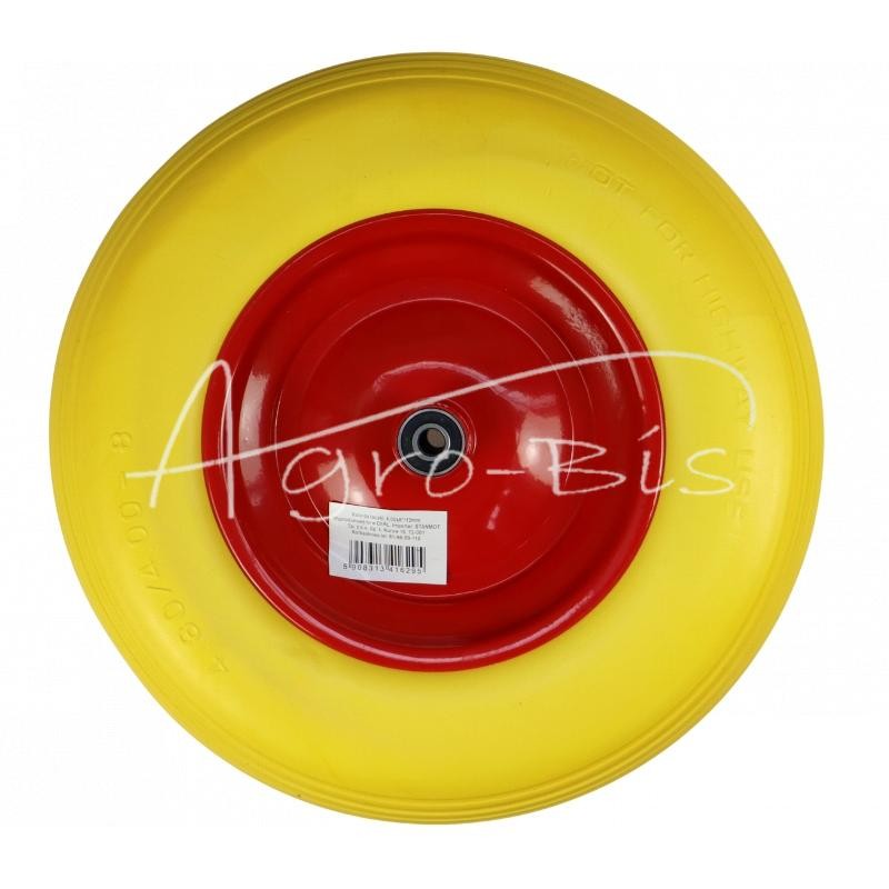 Karučio ratas 4.00-8 raudonas ratlankis ašis FI-12mm vientisas - KT400P