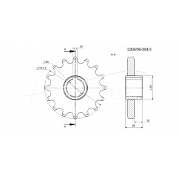 Grandinės ratas Z-16 1 colio FI-40 mm plieninis mėšlo kratytuvas Rolmus 221805020 - 2208050043