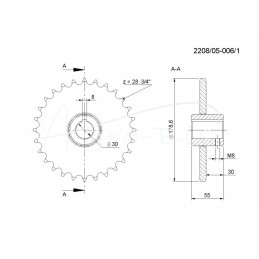 Grandininis ratas Z-28 FI-30mm 3/4 ketaus Rolmus mėšlo kratytuvas - 220805006/1