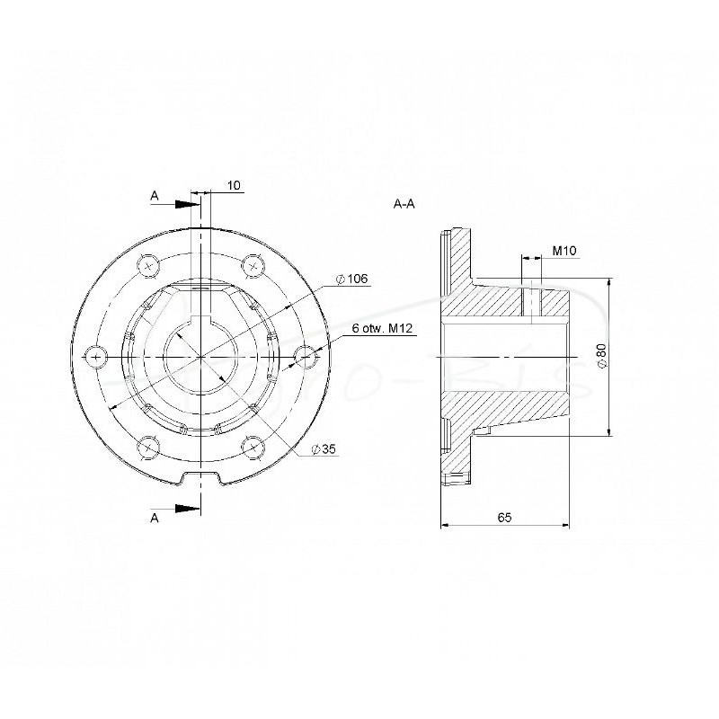 Rato stebulė ekskavatoriaus FI-35 Rolmus 560911009 - 560910029/35