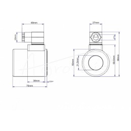 Solenoidinio vožtuvo daliklio ritė E12DVS6/2-80L, E12DVS3/2-80L 12V DC 48W ARCHIMEDES - A-CEW12VDC-80