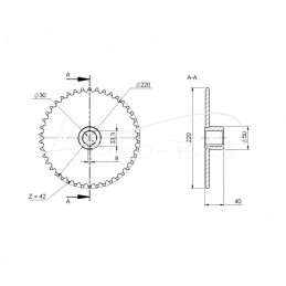 Bulvių kombaino „totolotka“ Z-644 kėlimo rato pavaros grandinės ratas Z-42, 5/8" fi 30 Anna Polskie Rolmus - 564454025