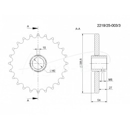 Grandininis ratas Z-24 FI-40mm 1" plieninis mėšlo kratytuvas Rolmus - 221925003/3