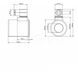 Solenoidinio vožtuvo daliklio ritė E12DVS6/2-80L, E12DVS3/2-80L 24V DC 48W ARCHIMEDES - A-CEW24VDC-80