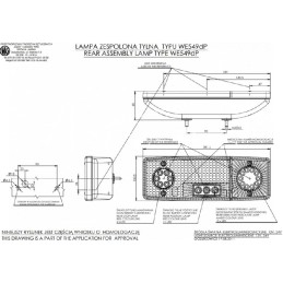 Galinis kombinuotas žibintas E-549 be numerio ženklo apšvietimo LED 12/24V dešinysis vandeniui atsparus su laidu - 480