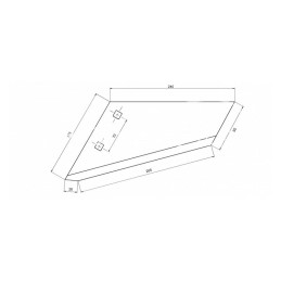 Kultivatoriaus LP-240 kairysis noragas, 2 skylės, Gruber Kos Unia, boro plienas, 173805005 AP/88 - 1738050050/B