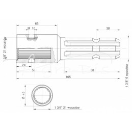 Kardaninio veleno redukcijos adapteris su 1 3/8" fiksavimo anga, 21 grioveliu, skirtas 1 3/8" velenui, 6 grioveliams, MORGA - 24