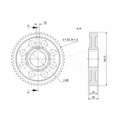 Didelis krumpliaratis FI-48 mm Z-52 tiesūs dantys grūdinti „Cyklop Rolmus“ krautuvai - 721406004