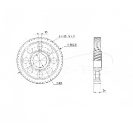 Didelis krumpliaratis FI-48mm Z-50, kūginiai krumpliaračiai, grūdinti, „Cyklop Rolmus“ krautuvas - 721406026