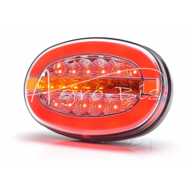 Galinis kombinuotas žibintas, elipsinis, W205DD, universalus, dešinė - kairė, LED, 12V/24V, atsparus vandeniui, IP66/68, neonini