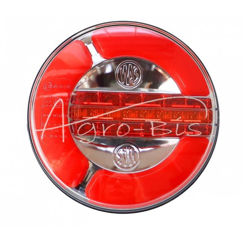 Galinis kombinuotas žibintas W153DD su dinaminiu kondensatoriniu posūkio signalu, 12V/24V, atsparus vandeniui, IP68, LED neonini