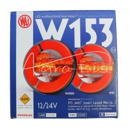 Galinis kombinuotas žibintas W153DD su dinaminiu kondensatoriniu posūkio signalu, 12V/24V, atsparus vandeniui, IP68, LED neonini