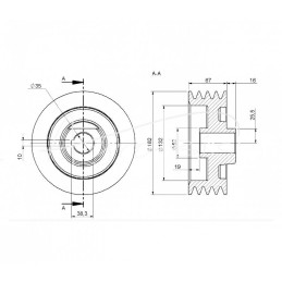 Mažas skriemulys 4 diržų 508905002 Čekiška rotacinė vejapjovė ZTR-165 Rolmus - 532133220032