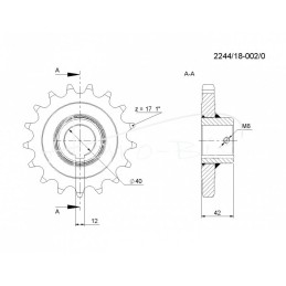 Grandininis ratas Z-17 1" FI-40mm 12 pleištų mėšlo kratytuvas Tytan Rolmus - 224418002