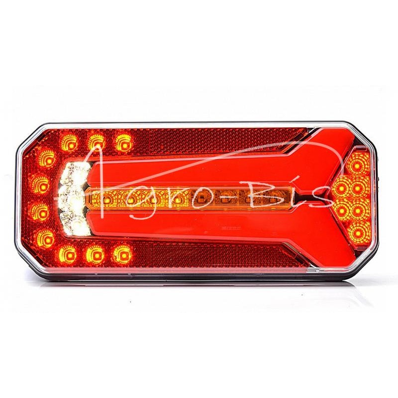 Stačiakampis galinis kombinuotas žibintas W150DD 7 funkcijų su dinaminiu posūkio signalu 12V/24V atsparus vandeniui IP68 LED neo