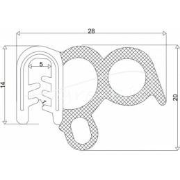 Sustiprinta guminė briaunų sandarinimo juosta stumdomoms durims TDZ_2B - UKZ4