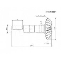 Z-20 pagrindinės pavaros krumpliaračio kūginis ratas su velenu, kaltas, grūdintas, Rolmus mėšlo kratytuvui - 220803002/1