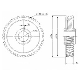 Sliekinis ratas FI-40mm Z-50 Rolmus skirstytuvas - 201102002