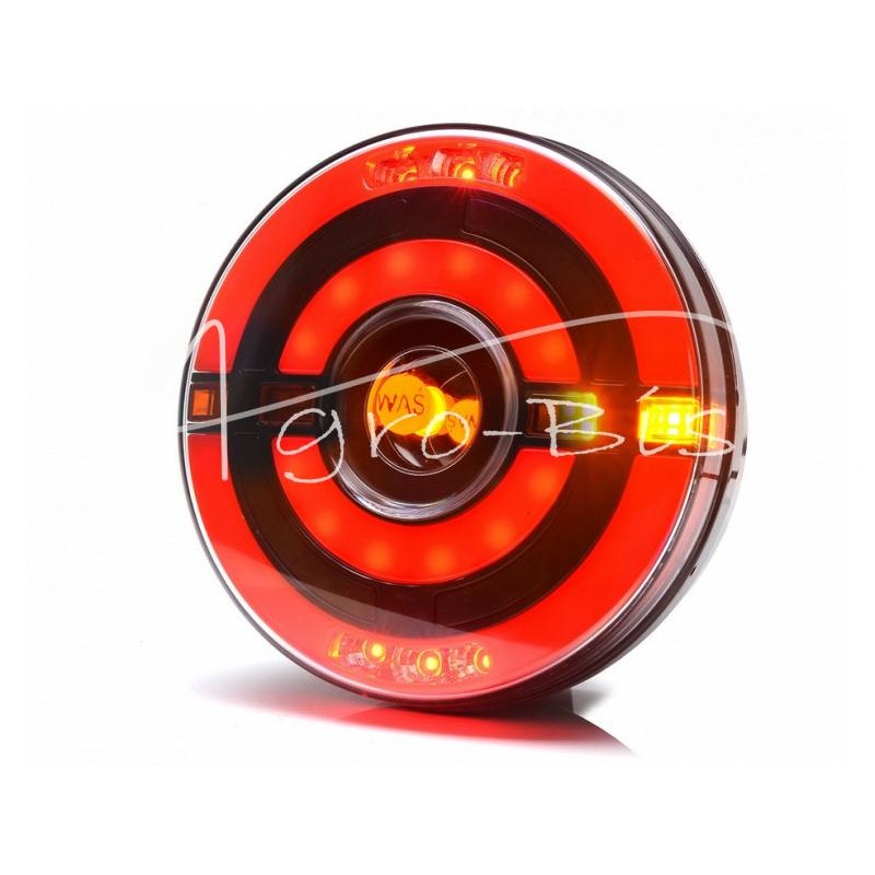 Galinio projektoriaus lempa W208DD LED 12V/24V atspari vandeniui IP66/68 universali dešinė, kairė neoninė posūkių rodyklė plauki