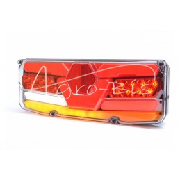 Galinis kombinuotas žibintas TIR priekabai W171DDP 12-24V dinaminis posūkio rodiklis, atsparus vandeniui IP56 LED su laidu dešin