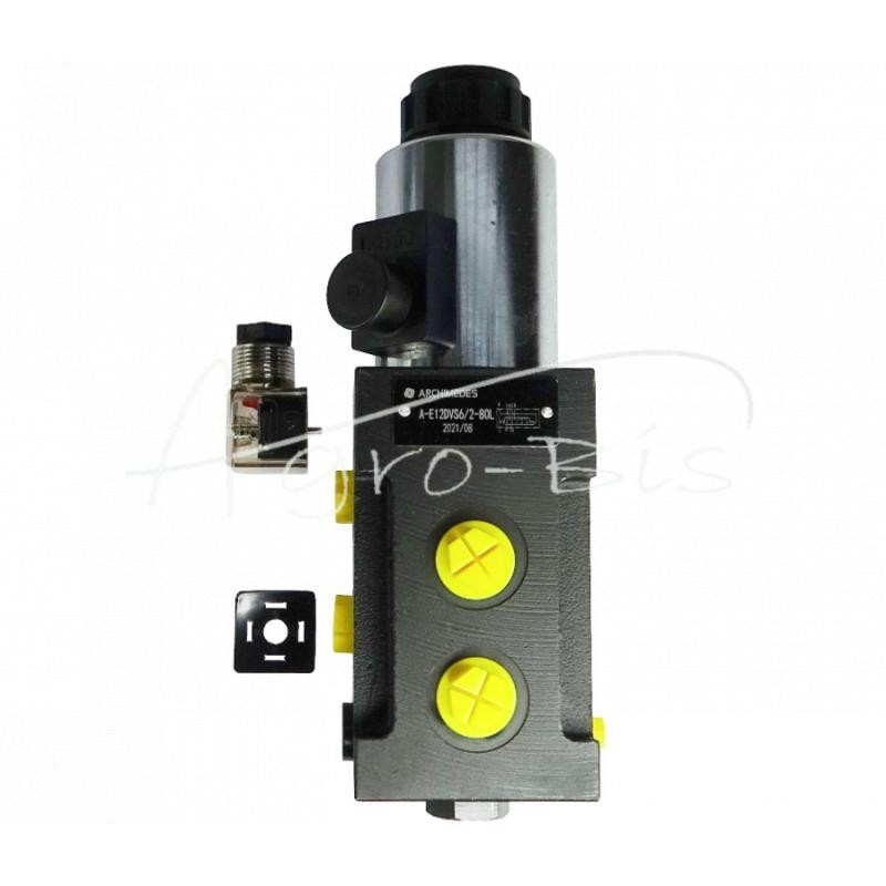 Skirstytuvo solenoidinis krypties valdymo solenoidinis vožtuvas E12DVS6/2-80L G1/2" 12V 80L ARCHIMEDES - A-E12DVS6/2-80L