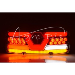 Galinis kombinuotas žibintas TIR priekabai W171L 12-24V dinaminis posūkio rodiklis atsparus vandeniui IP56 LED su laidu kairėje 