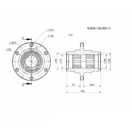 Sliekračio trumpojo L-139 skirstytuvo stebulės įvorė Fortschritt T-088 - 0200134801/1