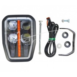 Priekinis darbo žibintas, 6 funkcijų, dešinysis, W188 JCB, 12V/24V, atsparus vandeniui, LED, su plaukiojančiu posūkių rodikliu -