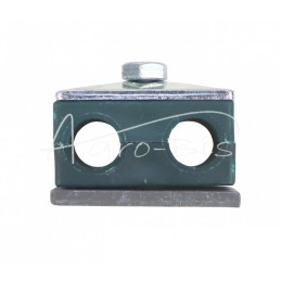 5 vnt - Dvigubas polipropileno laikiklis vamzdžiams ir kabeliams, 15 mm skersmens, komplektuojamas su šešiakampiais varžtais - R