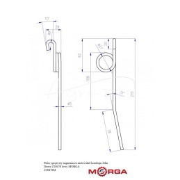 5 vnt - John Deere Z20478 kombaino ritės spyruoklinis pirštas, kairysis, dažytas milteliniu būdu MORGA - Z20478M